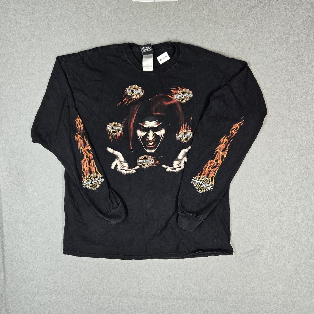 Harley-Davidson Men Shirt 2XL Black Clown Las Vegas Nevada Skull Flames READ